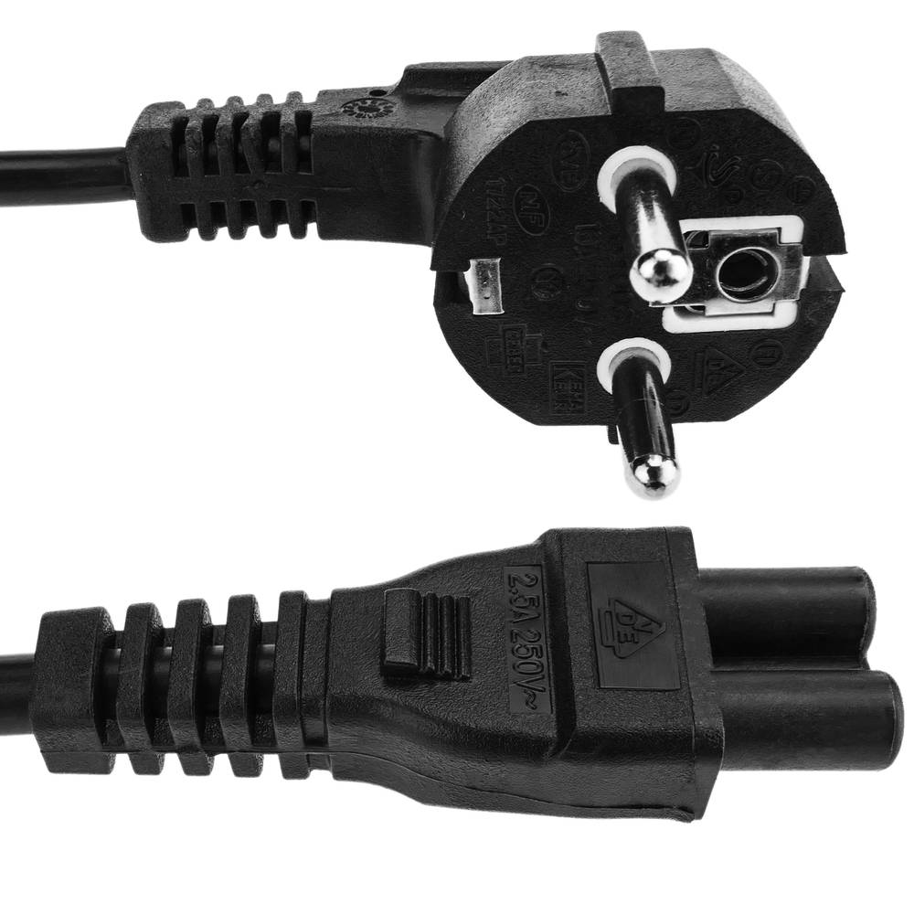 Cable de alimentación eléctrico IEC-60320 C5 a schuko macho de 1.5 m negro
