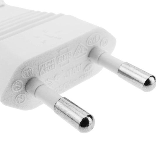 Cable de Alimentación eléctrico IEC-60320 C7 hembra a enchufe bipolar macho de 1,5m blanco