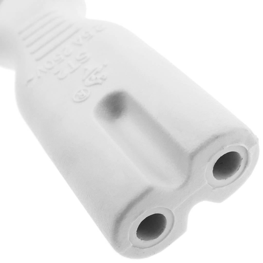 Cable de Alimentación eléctrico IEC-60320 C7 hembra a enchufe bipolar macho de 1,5m blanco