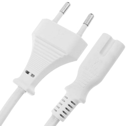 Cable de Alimentación eléctrico IEC-60320 C7 hembra a enchufe bipolar macho de 1,5m blanco