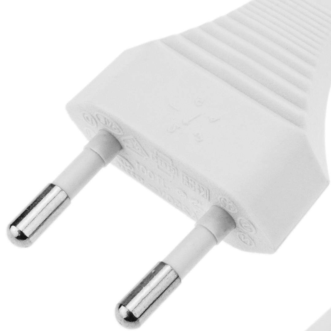 Cable de Alimentación eléctrico IEC-60320 C7 hembra a enchufe bipolar macho de 1,5m blanco