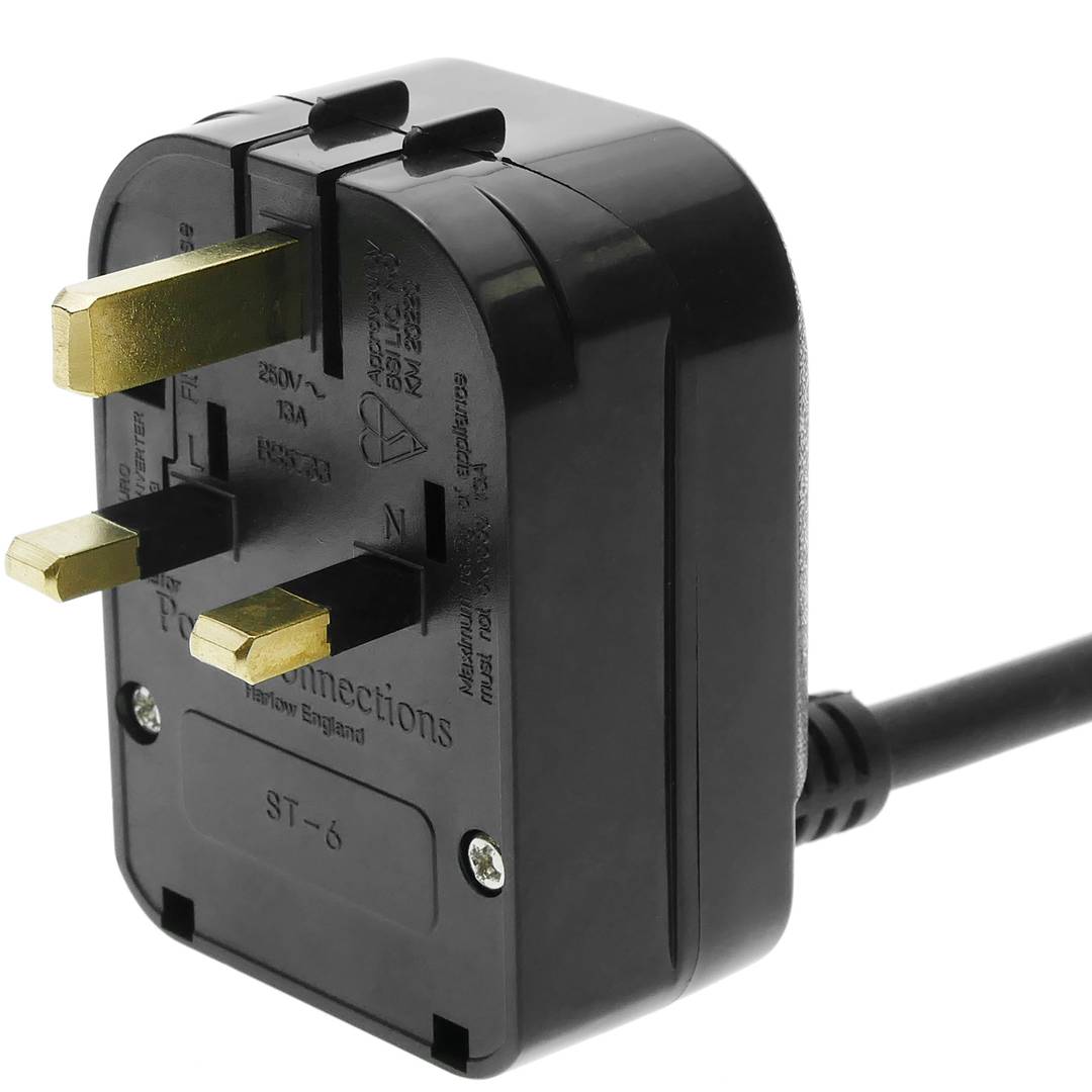 Adaptador enchufe Europa a Reino Unido tipo clavija schuko hembra a clavija BS1363 macho fijo