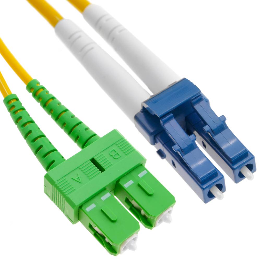 Cable de fibra óptica LC/UPC a SC/APC monomodo duplex 9/125 de 2 m