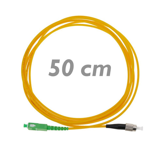 Cable de fibra óptica FC/PC a SC/APC monomodo simplex 9/125 de 50 cm OS2