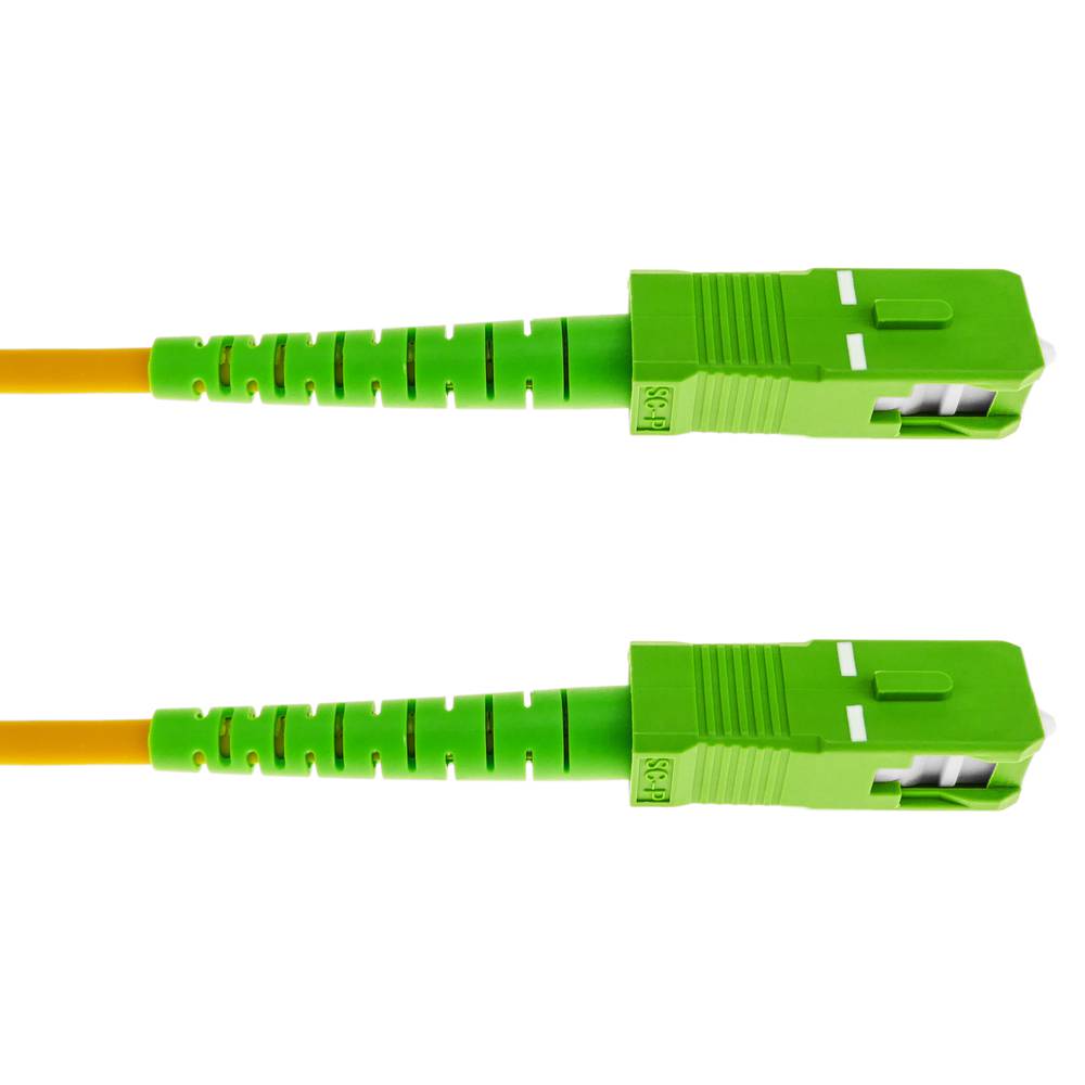 Cable de fibra óptica SC/APC a SC/APC monomodo SMF SX OS2 simplex 9/125 blindado amarillo de 15 m