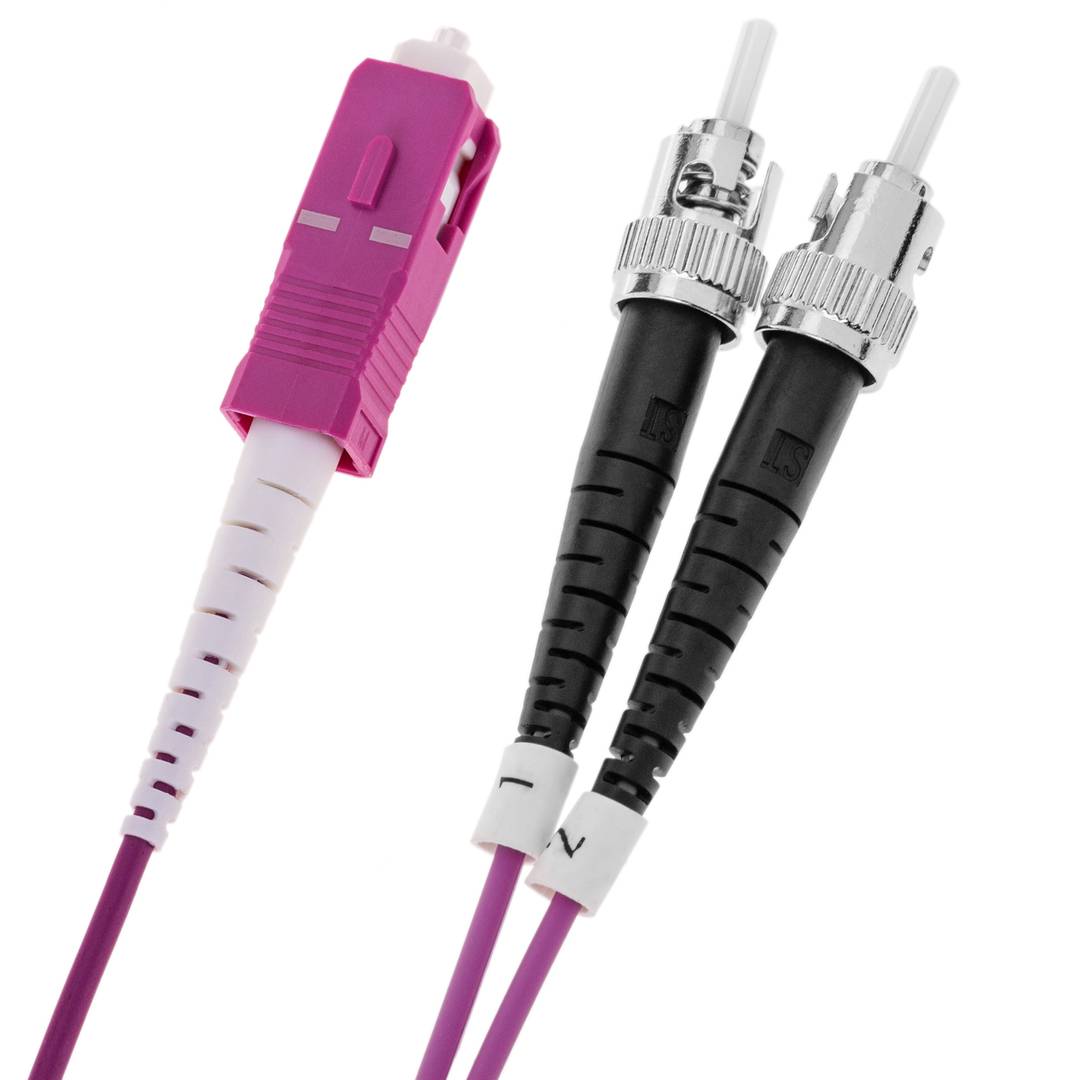 Cable de fibra óptica OM4 multimodo MMF simplex 50µm/125µm ST-SC de 1m