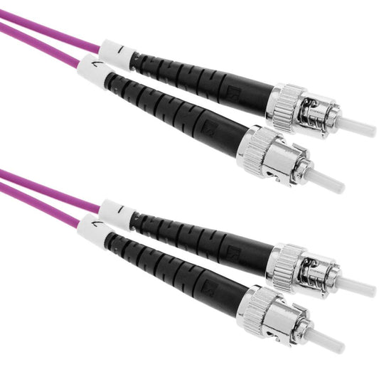 Cable de fibra óptica OM4 multimodo MMF duplex 50µm/125µm ST-ST de 50cm