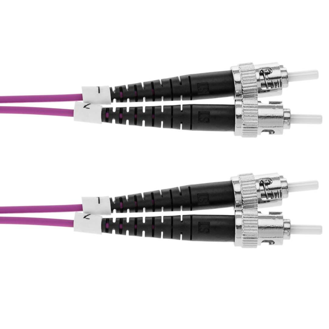 Cable de fibra óptica OM4 multimodo MMF duplex 50µm/125µm ST-ST de 50cm