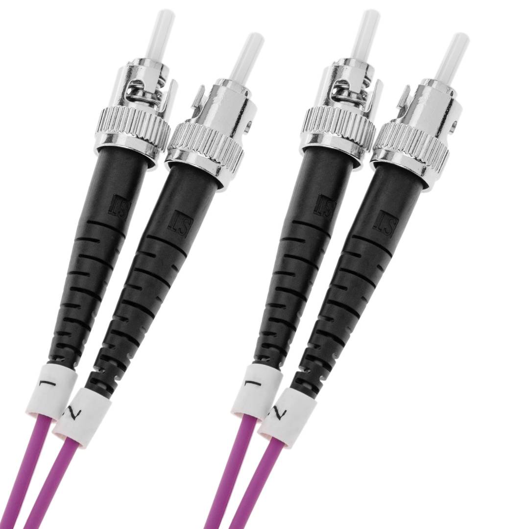 Cable de fibra óptica OM4 multimodo MMF duplex 50µm/125µm ST-ST de 50cm