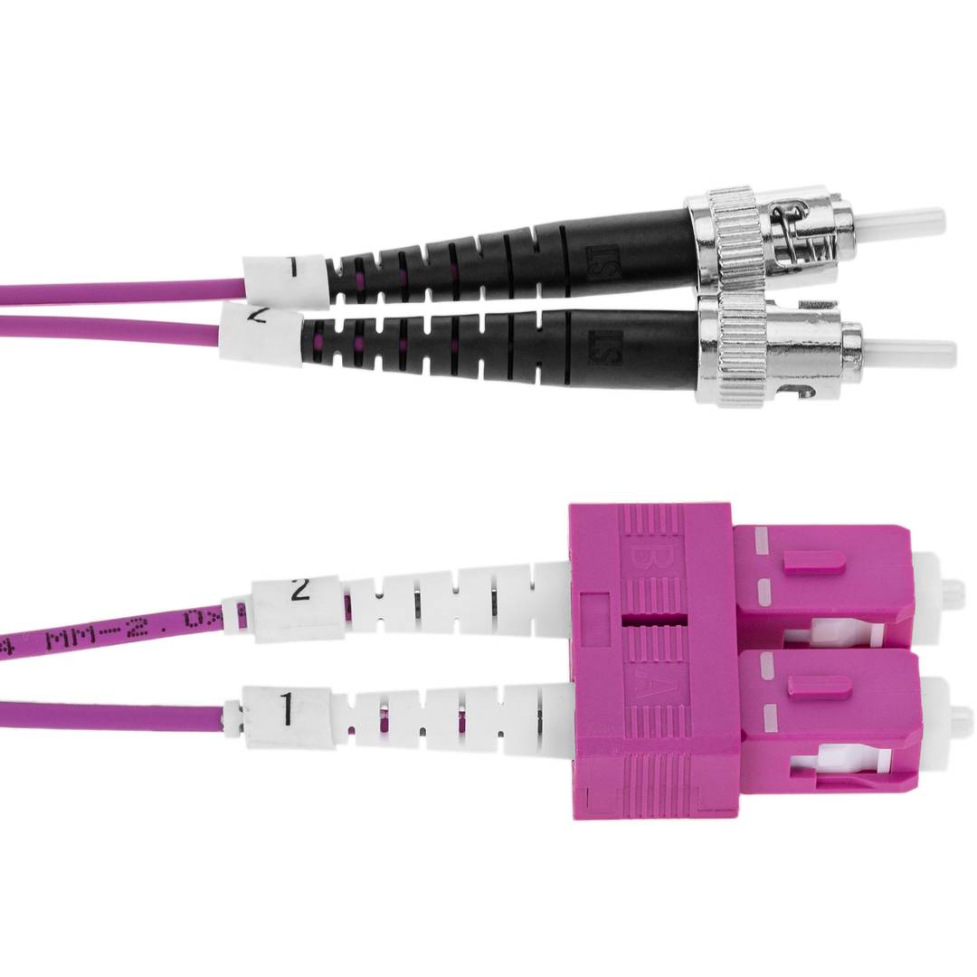 Cable de fibra óptica de ST a SC multimodo (MM) Duplex OM4 de 1m