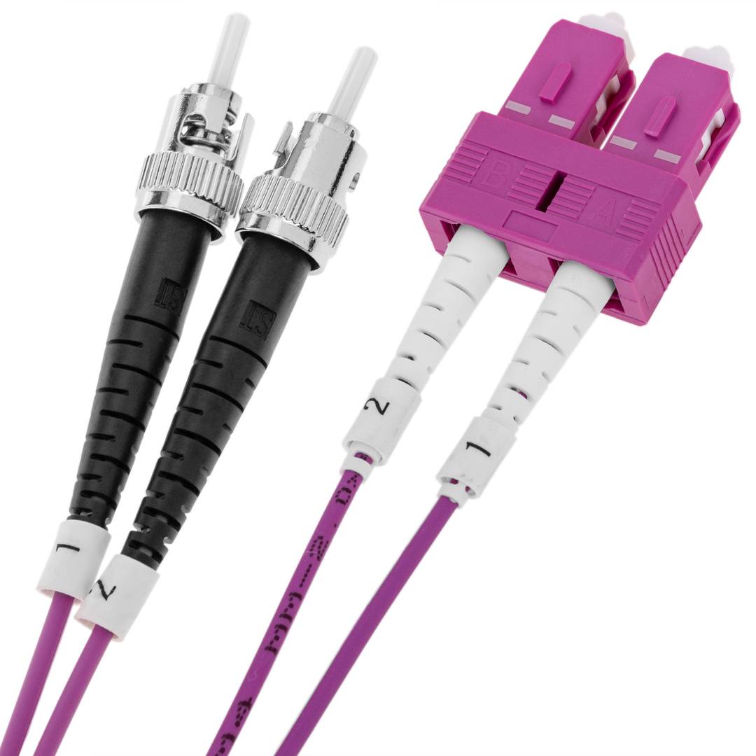 Cable de fibra óptica de ST a SC multimodo (MM) Duplex OM4 de 1m