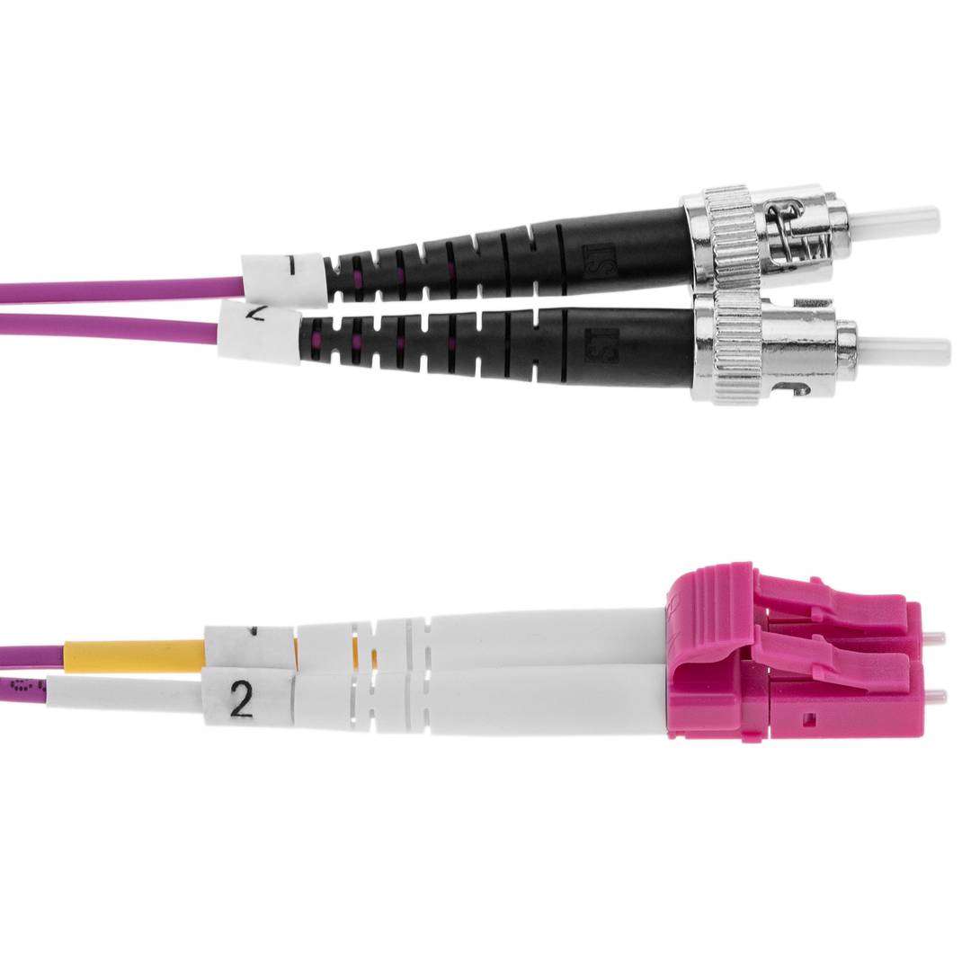 Cable de fibra óptica OM4 multimodo MMF duplex 50µm/125µm LC-ST de 3 metros