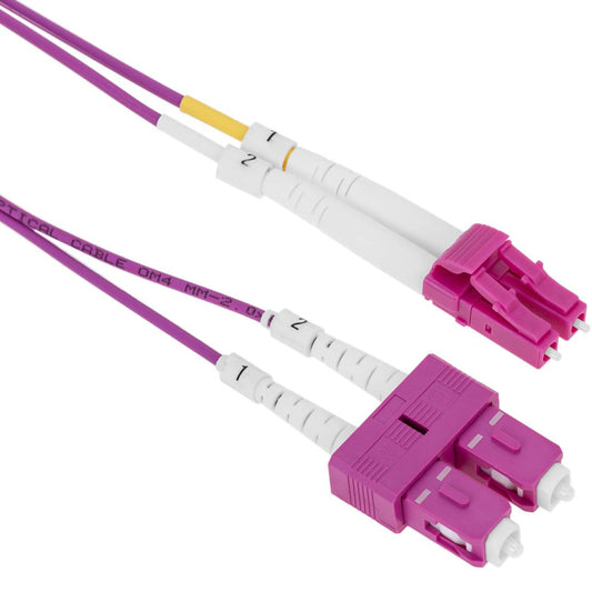 Cable de fibra óptica OM4 multimodo MMF duplex 50µm/125µm LC/PC-SC/PC de 1m