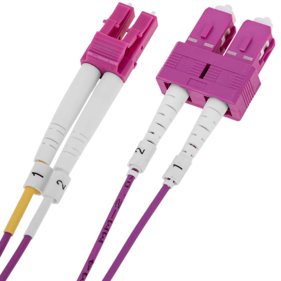 Cable de fibra óptica OM4 multimodo MMF duplex 50µm/125µm LC/PC-SC/PC de 1m