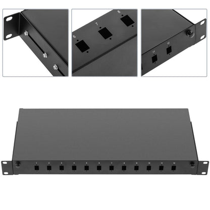 Patch Panel de fibra Óptica 1U negro de 12 SC Simplex o 12 LC duplex