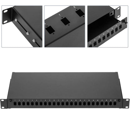 Patch Panel de fibra Óptica 1U negro de 24  SC Simplex o 24 LC duplex