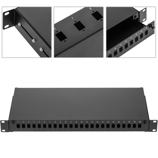 Patch Panel de fibra Óptica 1U negro de 24  SC Simplex o 24 LC duplex