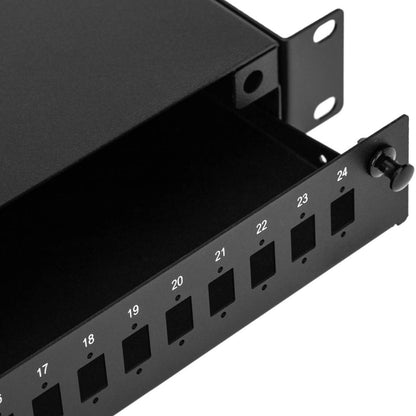 Patch Panel de fibra Óptica 1U negro de 24  SC Simplex o 24 LC duplex