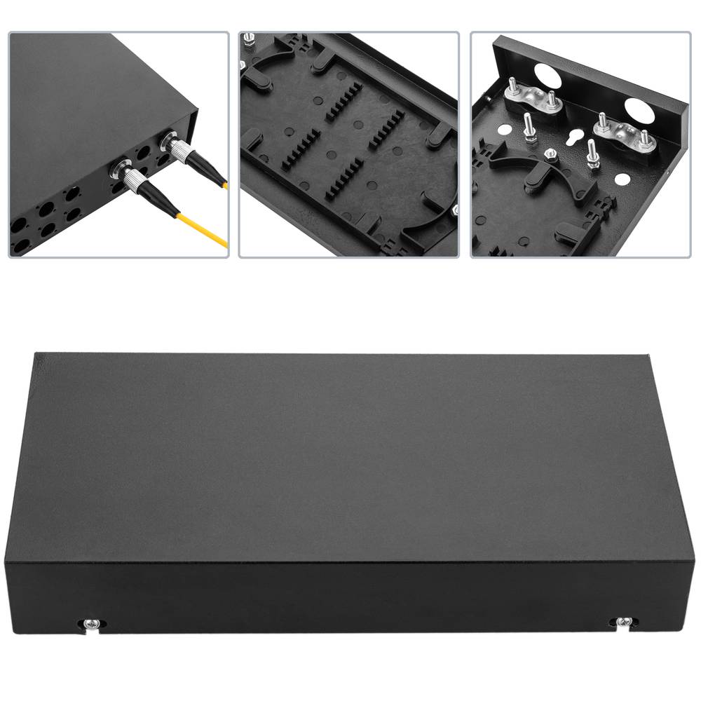 Caja de terminales de fibra óptica metálica negro de 12 FC