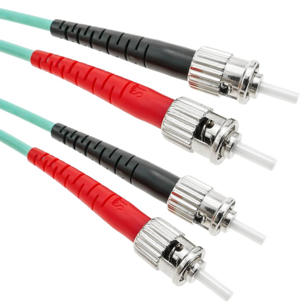 Cable OM3 de fibra óptica ST a ST multimodo duplex 50/125 de 2m