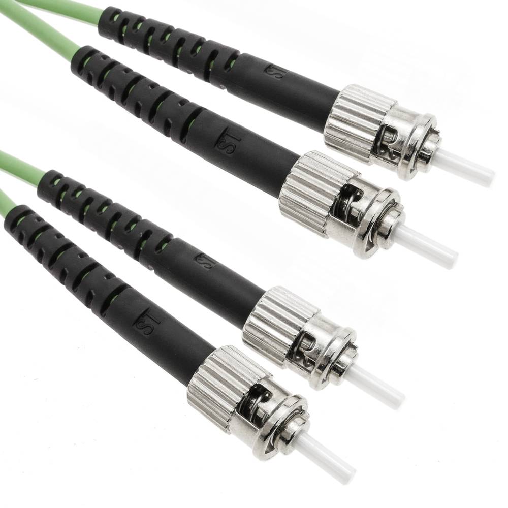 Cable de fibra óptica OM5 multimodo duplex 50µm/125µm ST/PC a ST/PC 100Gb de 2 m