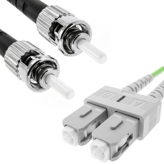 Cable de fibra óptica OM5 multimodo duplex 50µm/125µm ST/PC a SC/PC 100Gb de 3 m