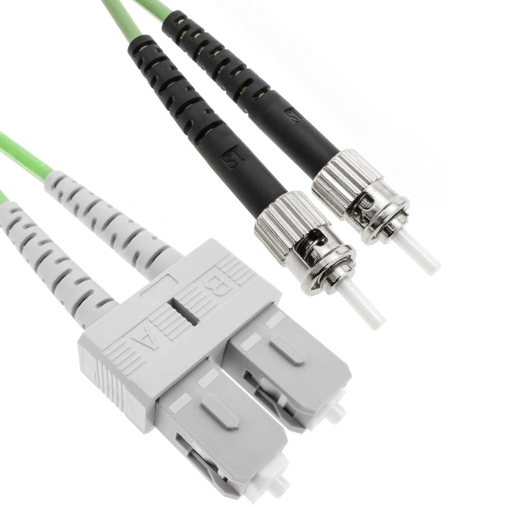 Cable de fibra óptica OM5 multimodo duplex 50µm/125µm ST/PC a SC/PC 100Gb de 3 m