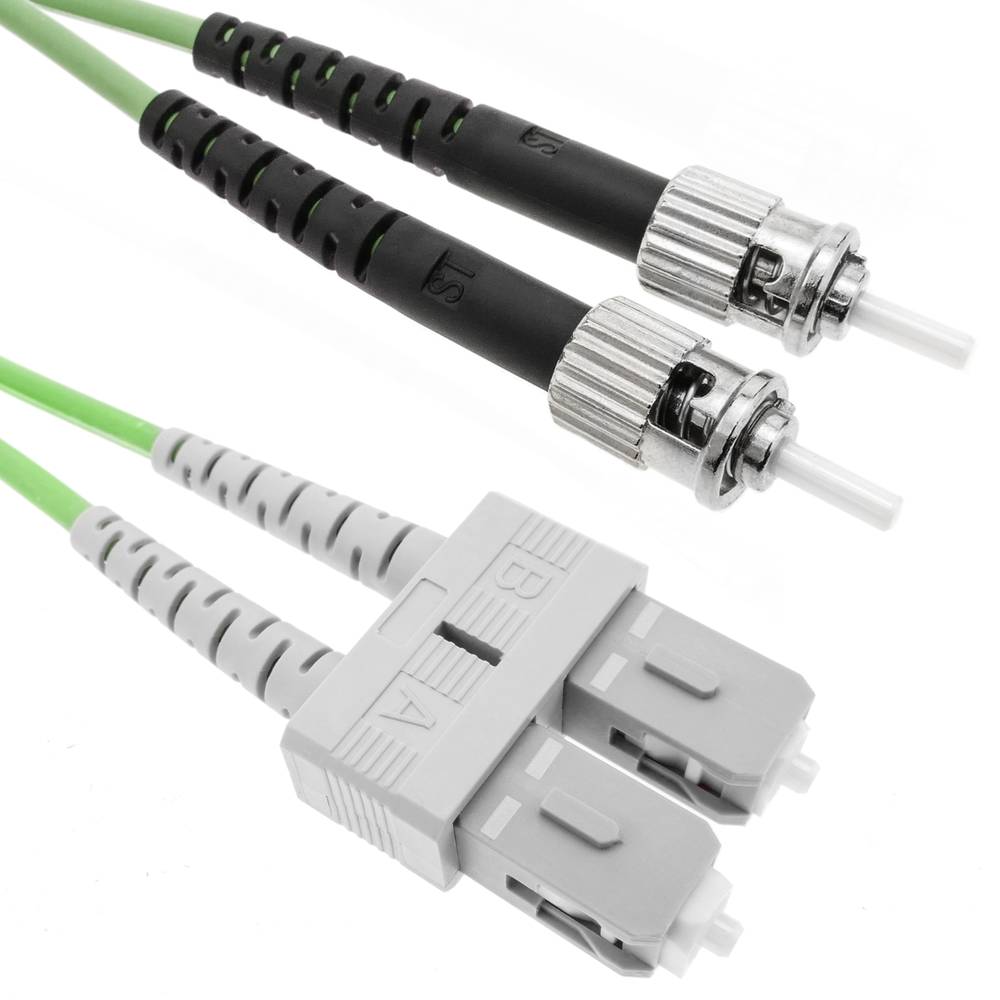 Cable de fibra óptica OM5 multimodo duplex 50µm/125µm ST/PC a SC/PC 100Gb de 3 m