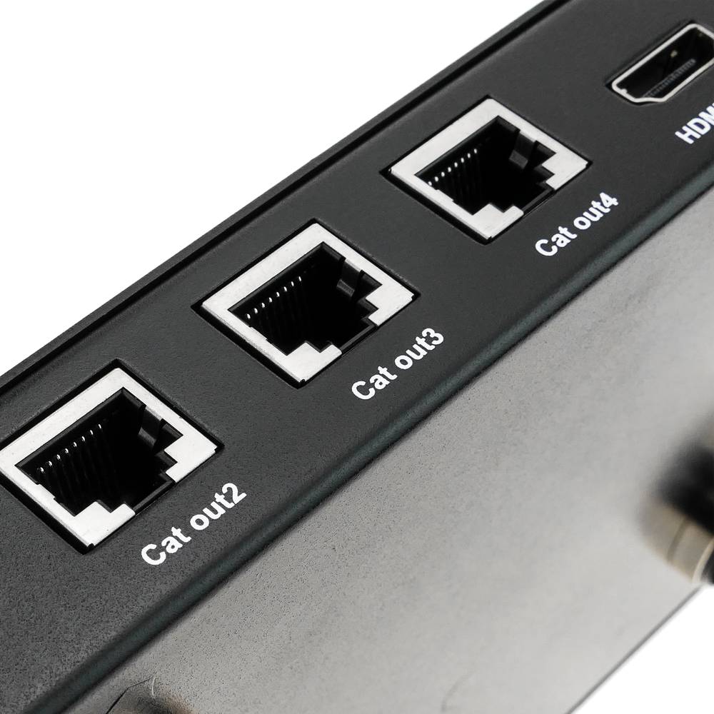 Multiplicador extensor HDMI de 4 puertos a través de cable ethernet Cat.5e hasta 50 m con IR