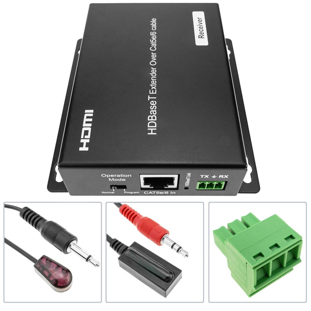 Extensor HDMI UltraHD 4K 2K FullHD 1080p Cat.5e Cat.6 compatible con HDBaseT HDBT POC 100m - Receptor