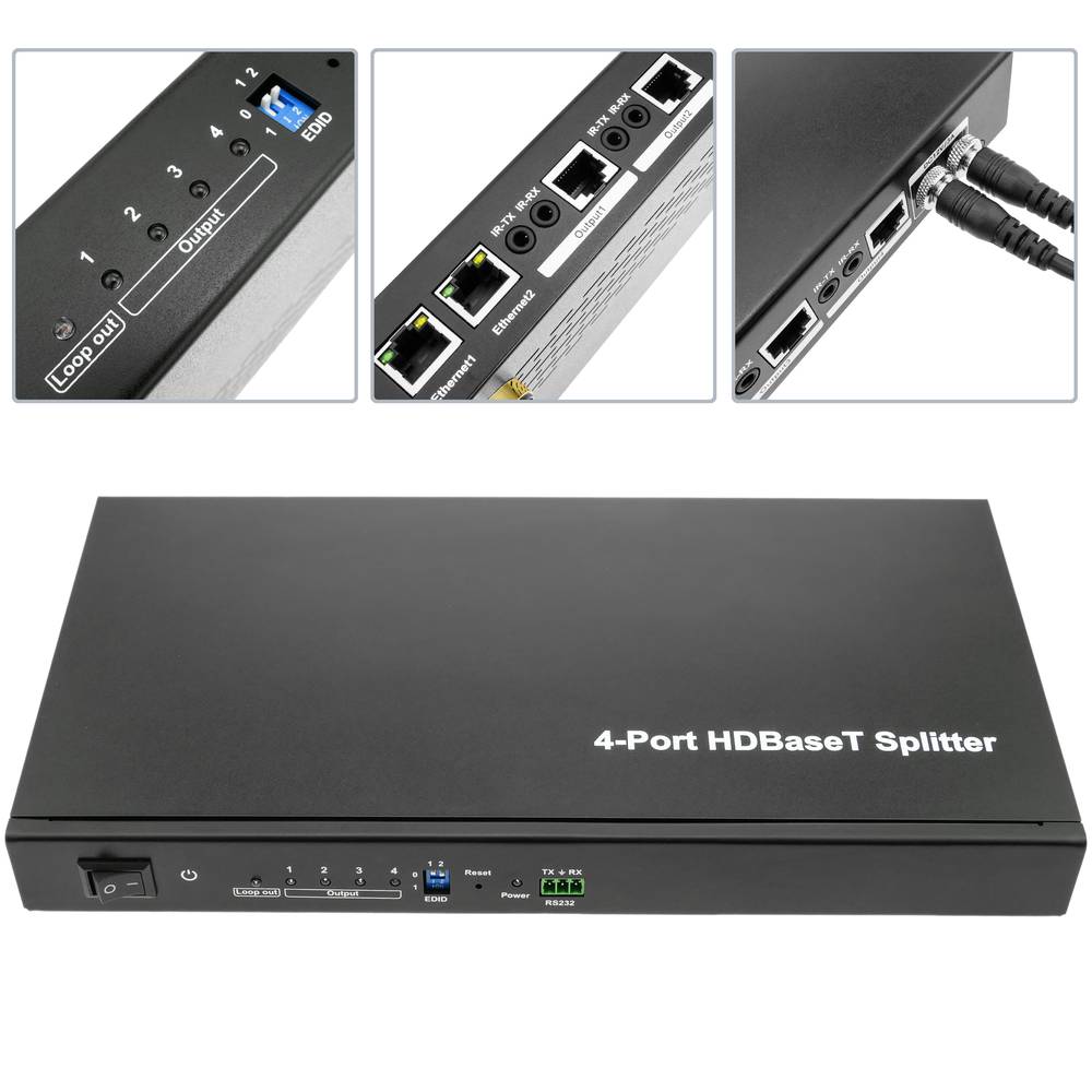 Extensor HDMI UltraHD 4K 2K FullHD 1080p Cat.5e Cat.6 compatible con HDBaseT HDBT 100m - Transmisor 4 puertos