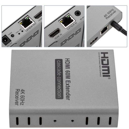 Receptor para Extensor HDMI 2.0  a través de cable Ethernet (RJ45) Cat5e/6 hasta 60 metros 4K@60Hz