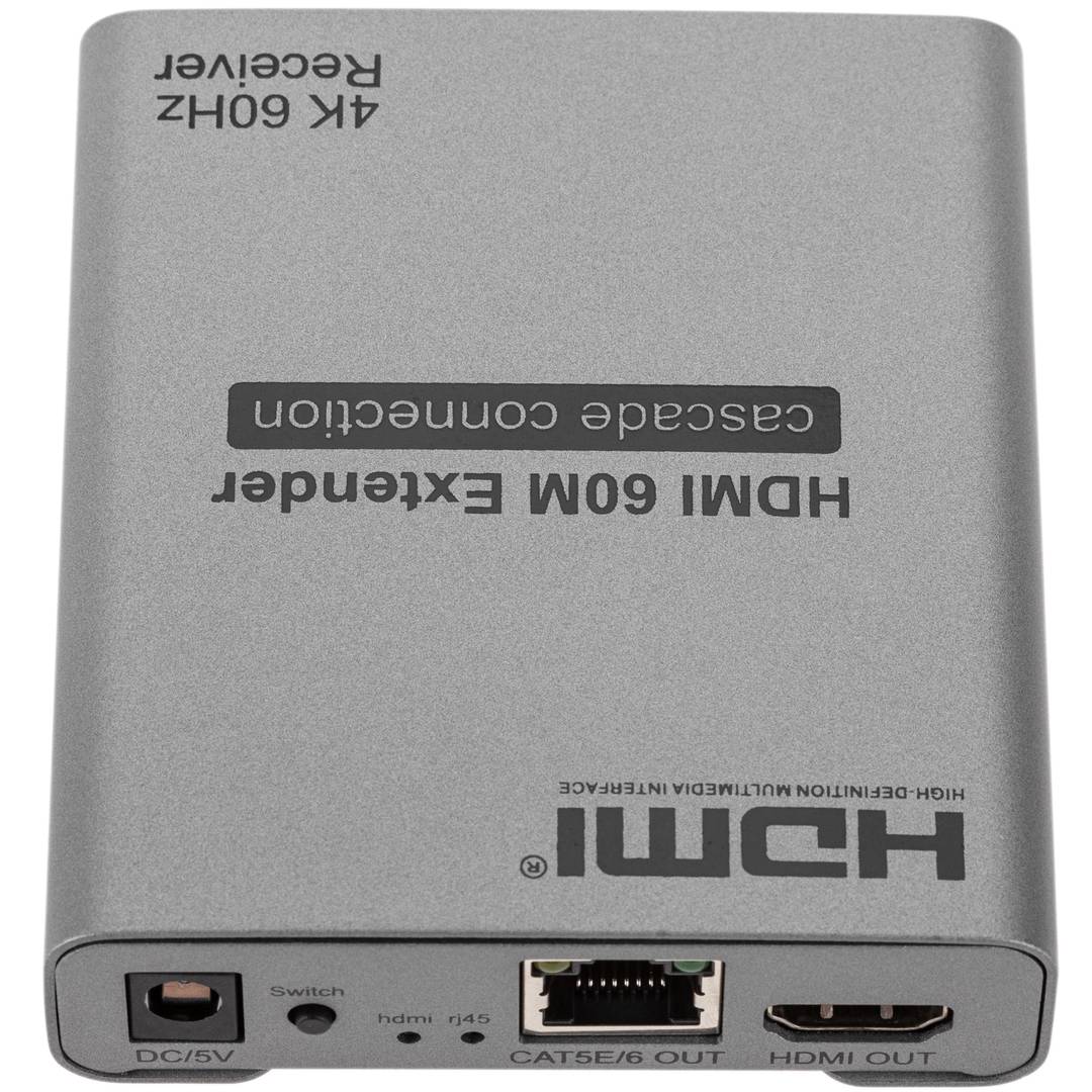 Receptor para Extensor HDMI 2.0  a través de cable Ethernet (RJ45) Cat5e/6 hasta 60 metros 4K@60Hz