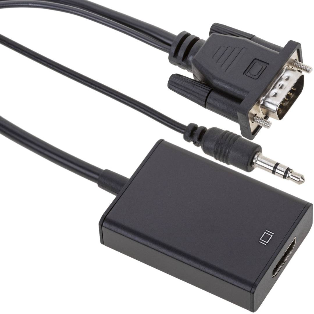 Conversor VGA a HDMI con audio y cable de alimentación USB