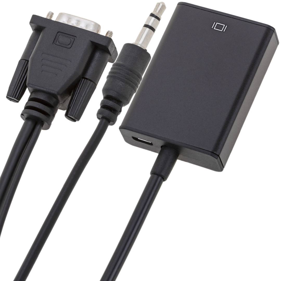 Conversor VGA a HDMI con audio y cable de alimentación USB