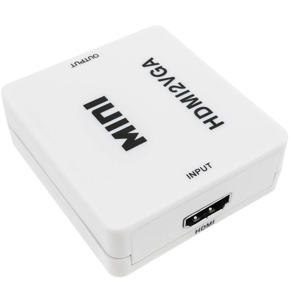 Conversor HDMI a VGA con audio estéreo analógico color blanco