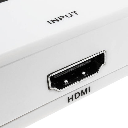 Conversor HDMI a VGA con audio estéreo analógico color blanco