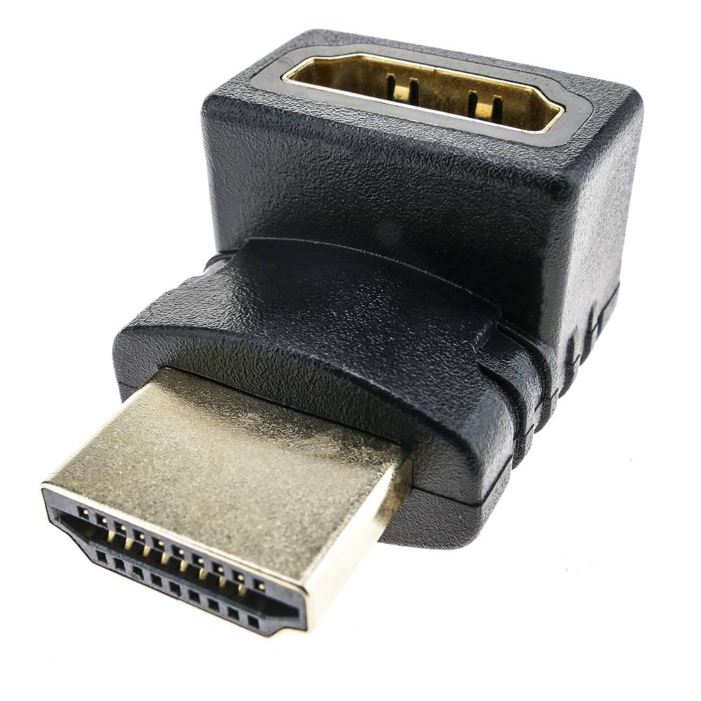 Adaptador HDMI de tipo HDMI-A macho a HDMI-A hembra acodado arriba