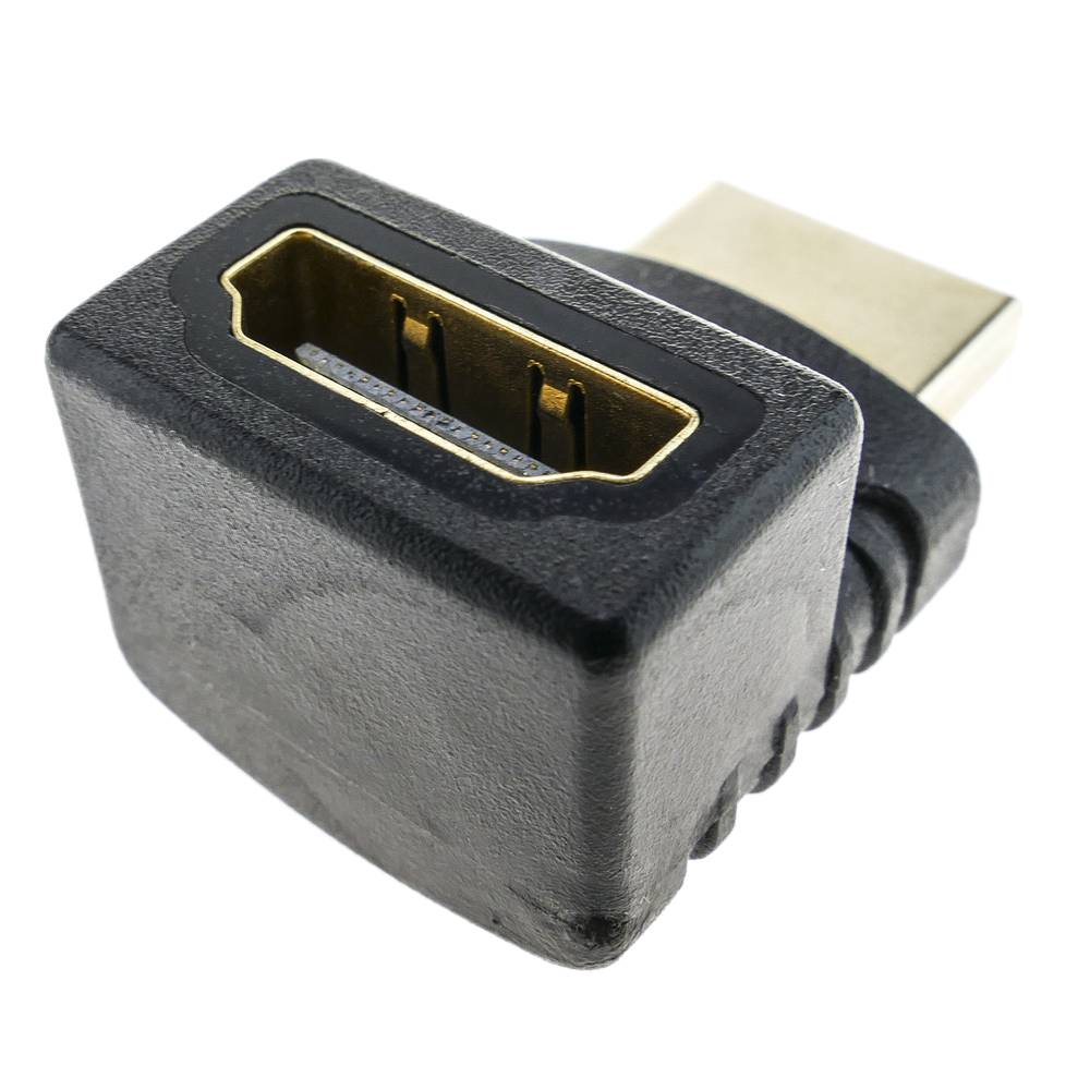 Adaptador HDMI de tipo HDMI-A macho a HDMI-A hembra acodado arriba