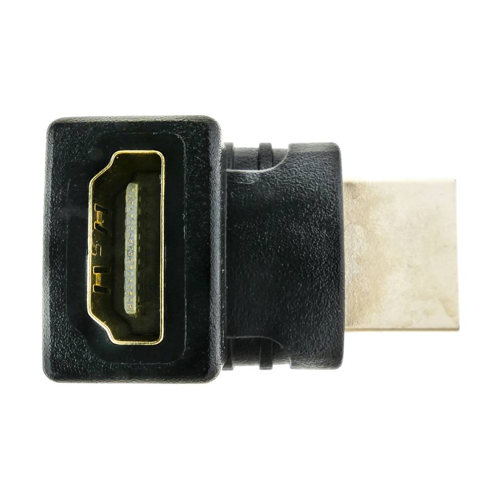 Adaptador HDMI de tipo HDMI-A macho a HDMI-A hembra acodado arriba