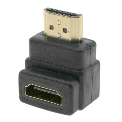 Adaptador HDMI de tipo HDMI-A macho a HDMI-A hembra acodado abajo