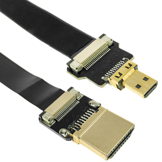 Cable vídeo HDMI plano FPV 20 cm A-macho a micro D-macho