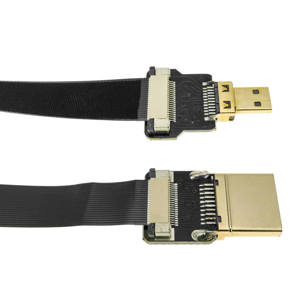 Cable vídeo HDMI plano FPV 50 cm A-macho a micro D-macho