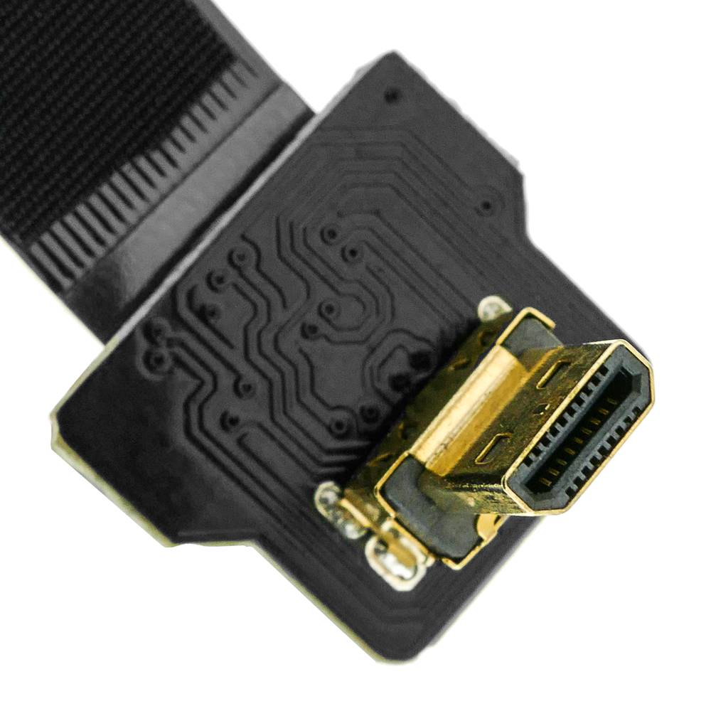 Cable vídeo HDMI plano FPV 20 cm micro D-macho a micro D-macho con ángulo