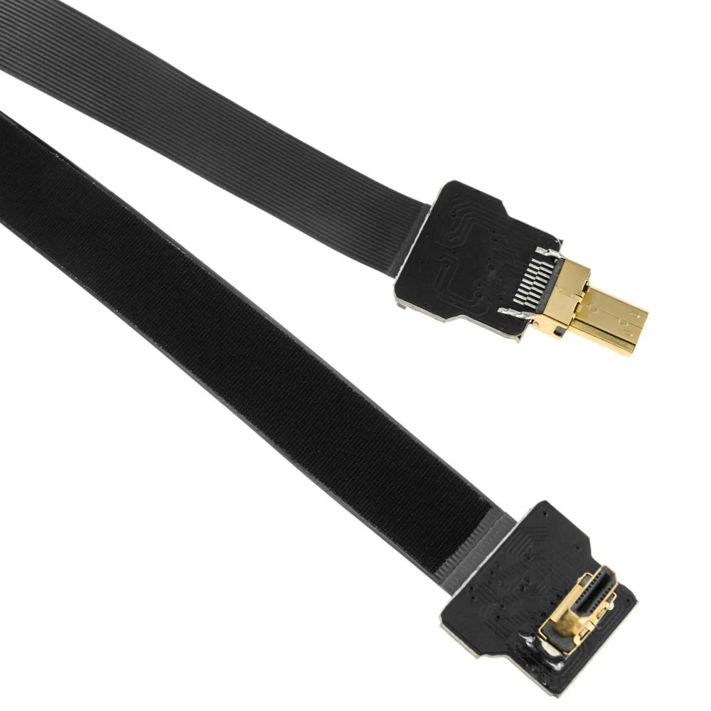 Cable vídeo HDMI plano FPV 20 cm micro D-macho a micro D-macho con ángulo
