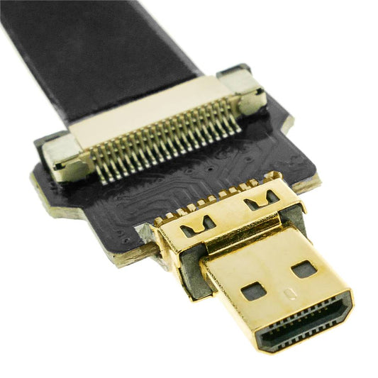 Cable vídeo HDMI plano FPV 50 cm micro D-macho a micro D-macho con ángulo