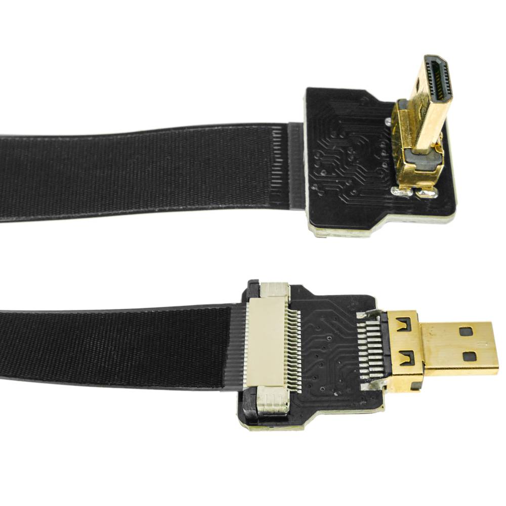 Cable vídeo HDMI plano FPV 50 cm micro D-macho a micro D-macho con ángulo