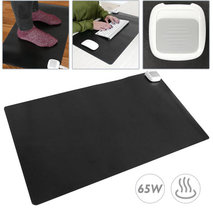 Alfombra y superficie térmica con calefacción para escritorio suelo y pies de 60 x 36 cm 65W negro