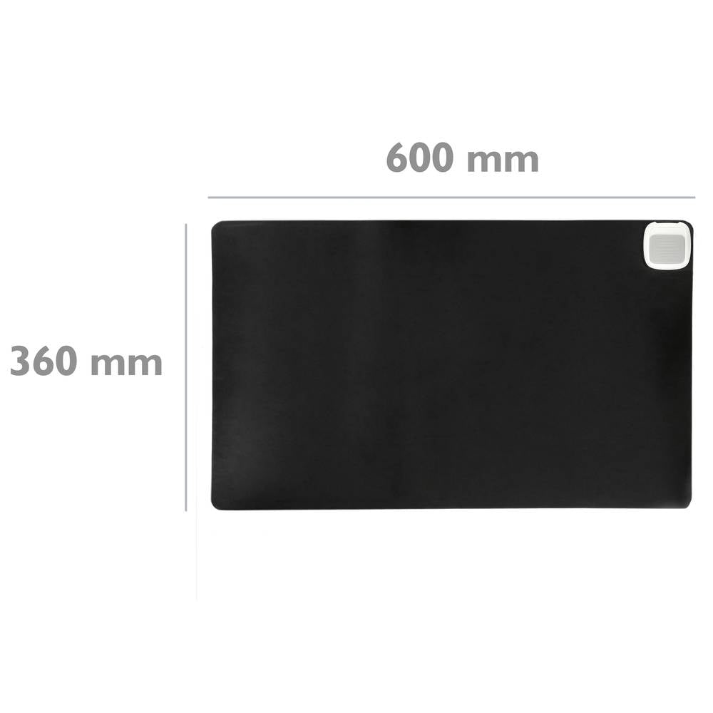 Alfombra y superficie térmica con calefacción para escritorio suelo y pies de 60 x 36 cm 65W negro