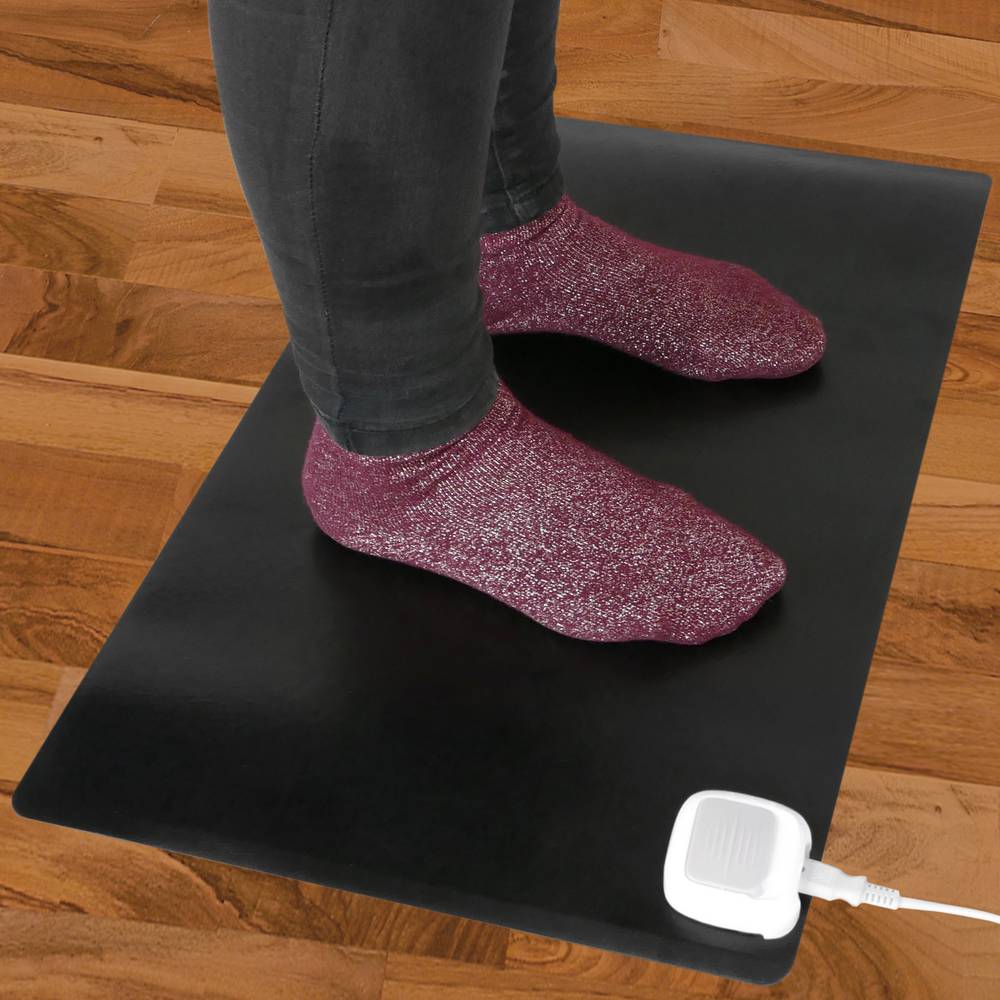 Alfombra y superficie térmica con calefacción para escritorio suelo y pies de 60 x 36 cm 65W negro